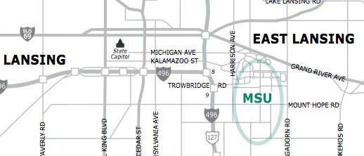 Michigan State University Driving Directions PDF Graphic